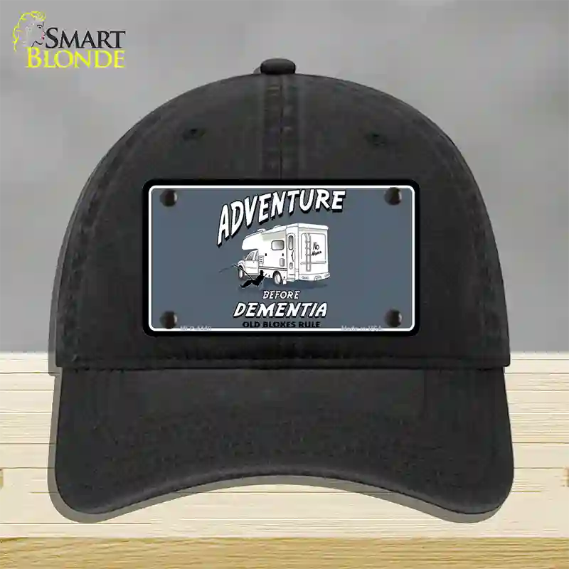 Adventure Before Dementia Novelty License Plate Hat Unconstructed Cotton / Black