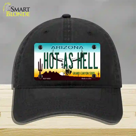 Hot As Hell Arizona Novelty License Plate Hat Unconstructed Cotton / Black