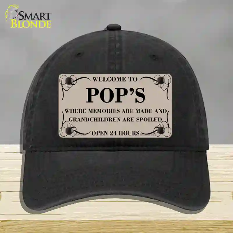 Welcome To Pops Novelty License Plate Hat Unconstructed Cotton / Black