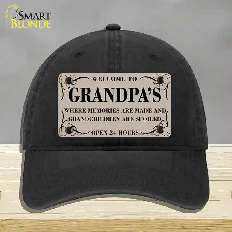 Welcome To Grandpas Novelty License Plate Hat Unconstructed Cotton / Black