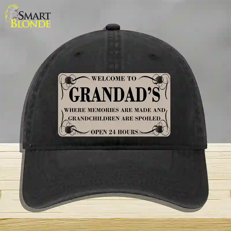 Welcome To Grandads Novelty License Plate Hat Unconstructed Cotton / Black