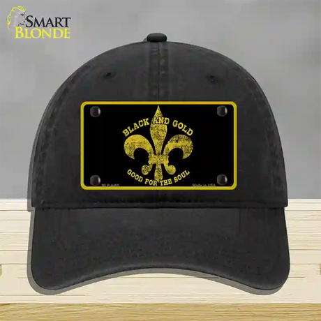 Saints Fleur De Lis Black Novelty License Plate Hat Unconstructed Cotton / Black