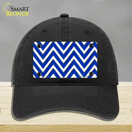 Blue White Large Chevron Novelty License Plate Hat Unconstructed Cotton / Black