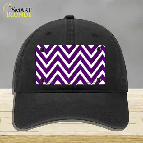 Purple White Large Chevron Novelty License Plate Hat Unconstructed Cotton / Black