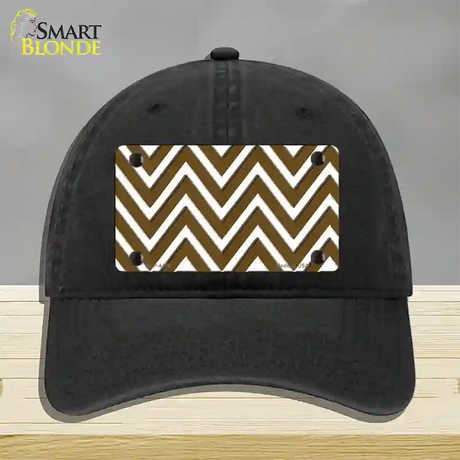 Brown White Large Chevron Novelty License Plate Hat Unconstructed Cotton / Black