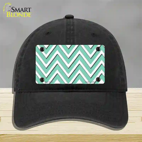 Mint White Large Chevron Novelty License Plate Hat Unconstructed Cotton / Black