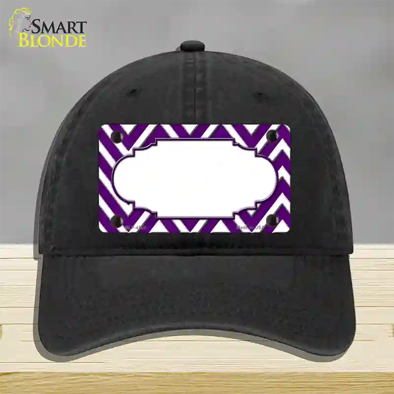 Purple White Large Chevron Center Scallop Novelty License Plate Hat Unconstructed Cotton / Black