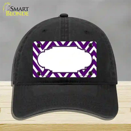 Purple White Large Chevron Center Scallop Novelty License Plate Hat Unconstructed Cotton / Black