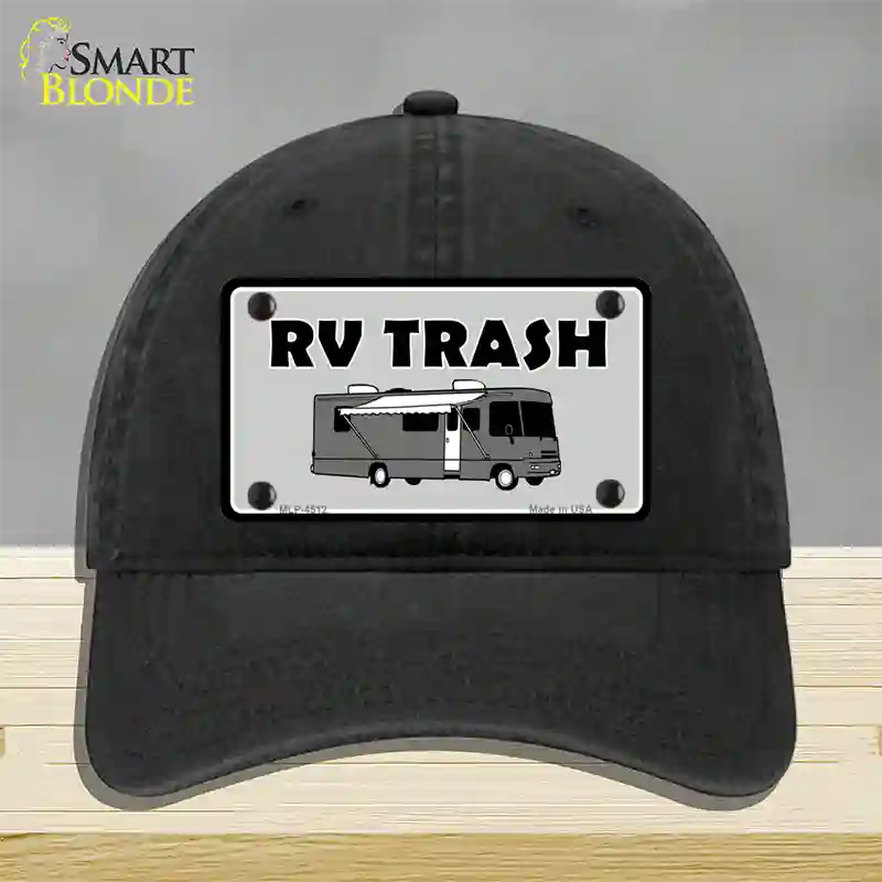 RV Trash Aluminum Automotive Novelty License Plate Hat Unconstructed Cotton / Black