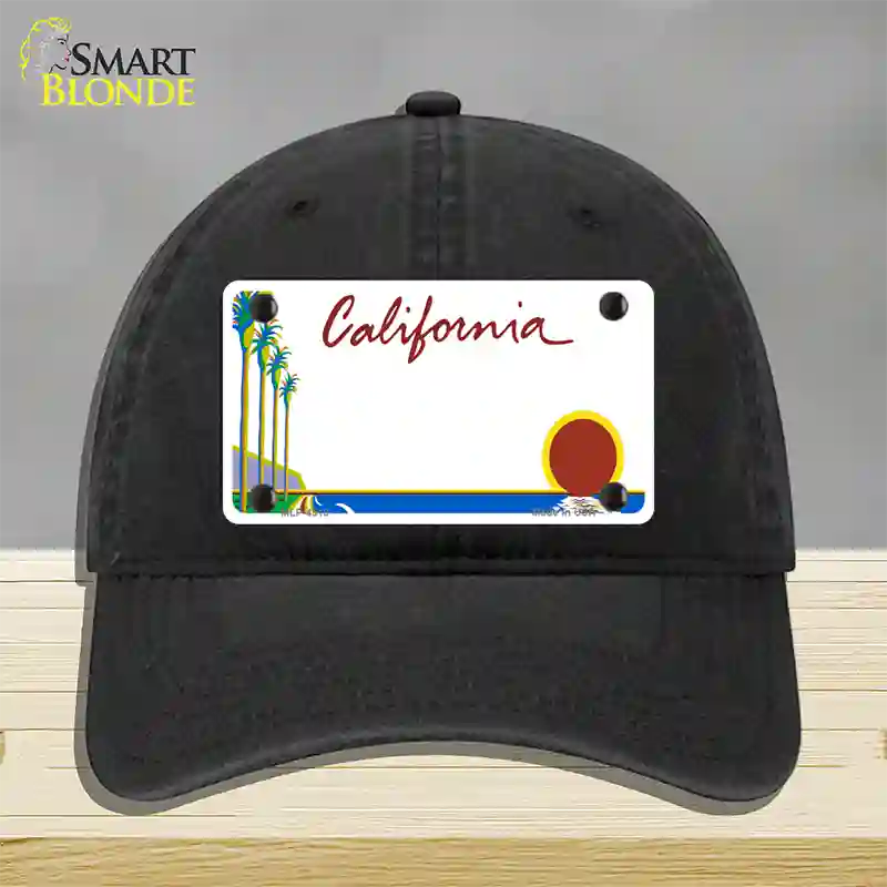 California Palm Trees State Blank Novelty License Plate Hat Unconstructed Cotton / Black