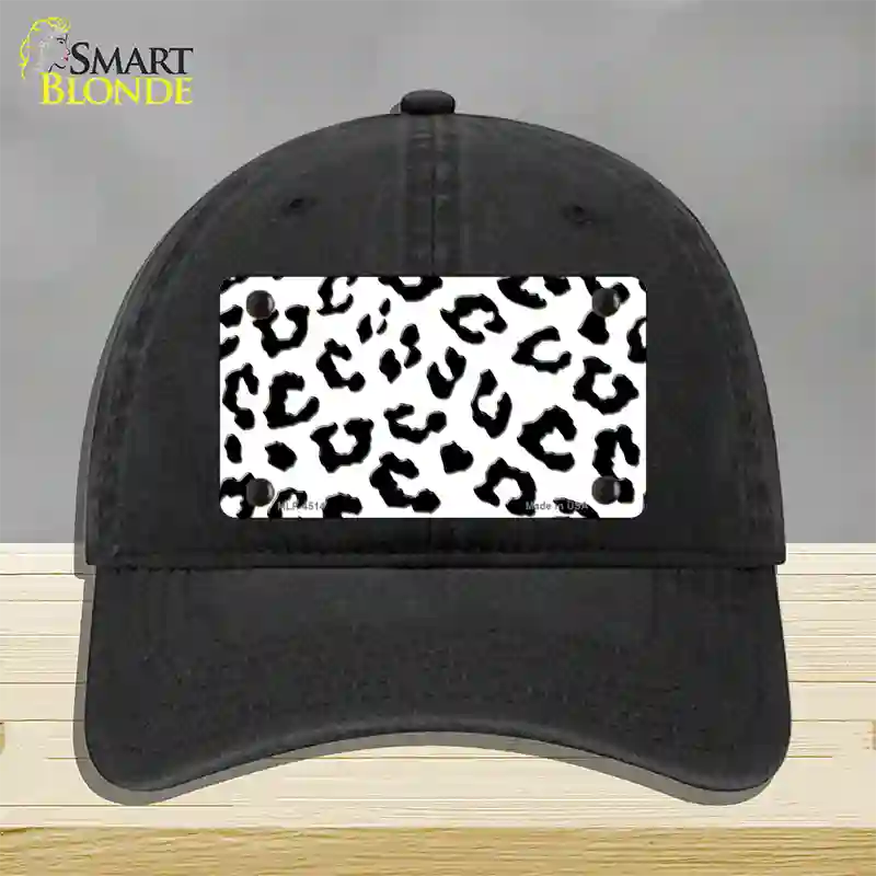 White Black Cheetah Novelty License Plate Hat Unconstructed Cotton / Black