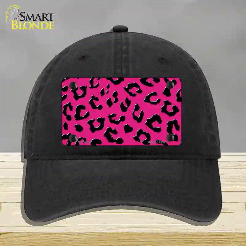 Pink Black Cheetah Novelty License Plate Hat Unconstructed Cotton / Black