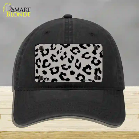 Grey Black Cheetah Novelty License Plate Hat Unconstructed Cotton / Black