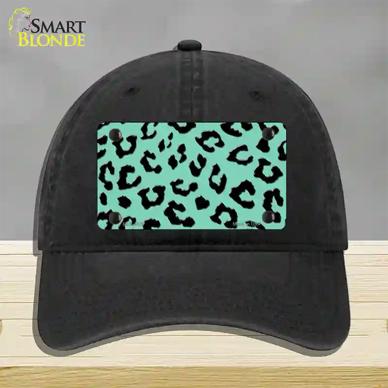 Mint Black Cheetah Novelty License Plate Hat Unconstructed Cotton / Black