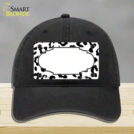 White Black Cheetah Scallop Novelty License Plate Hat Unconstructed Cotton / Black