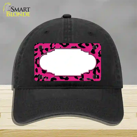 Pink Black Cheetah Scallop Novelty License Plate Hat Unconstructed Cotton / Black