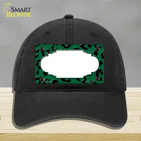 Green Black Cheetah Scallop Novelty License Plate Hat Unconstructed Cotton / Black