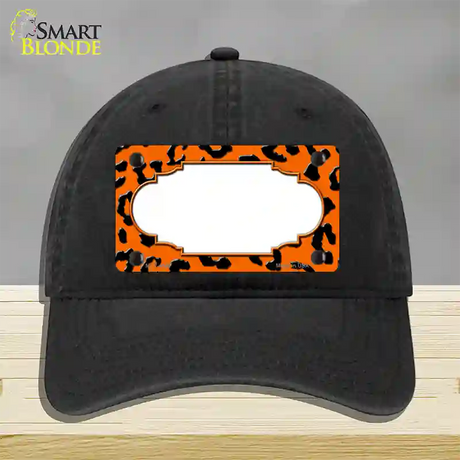 Orange Black Cheetah Scallop Novelty License Plate Hat Unconstructed Cotton / Black