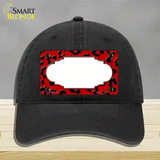 Red Black Cheetah Scallop Novelty License Plate Hat Unconstructed Cotton / Black