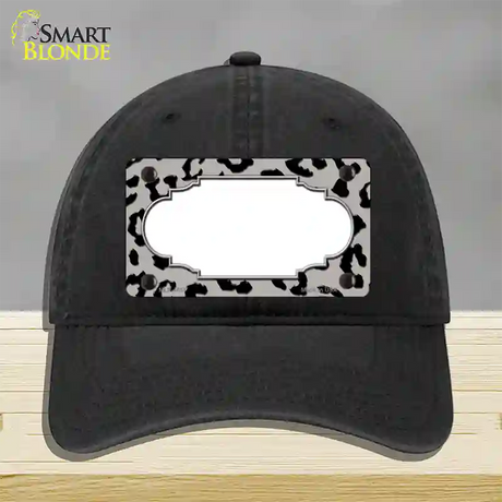 Grey Black Cheetah Scallop Novelty License Plate Hat Unconstructed Cotton / Black