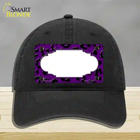 Purple Black Cheetah Scallop Novelty License Plate Hat Unconstructed Cotton / Black