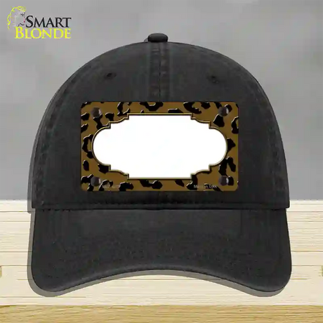 Brown Black Cheetah Scallop Novelty License Plate Hat Unconstructed Cotton / Black