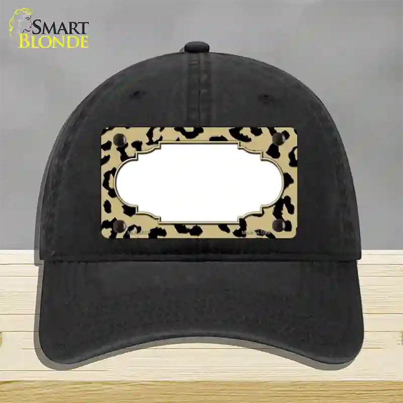 Gold Black Cheetah Scallop Novelty License Plate Hat Unconstructed Cotton / Black