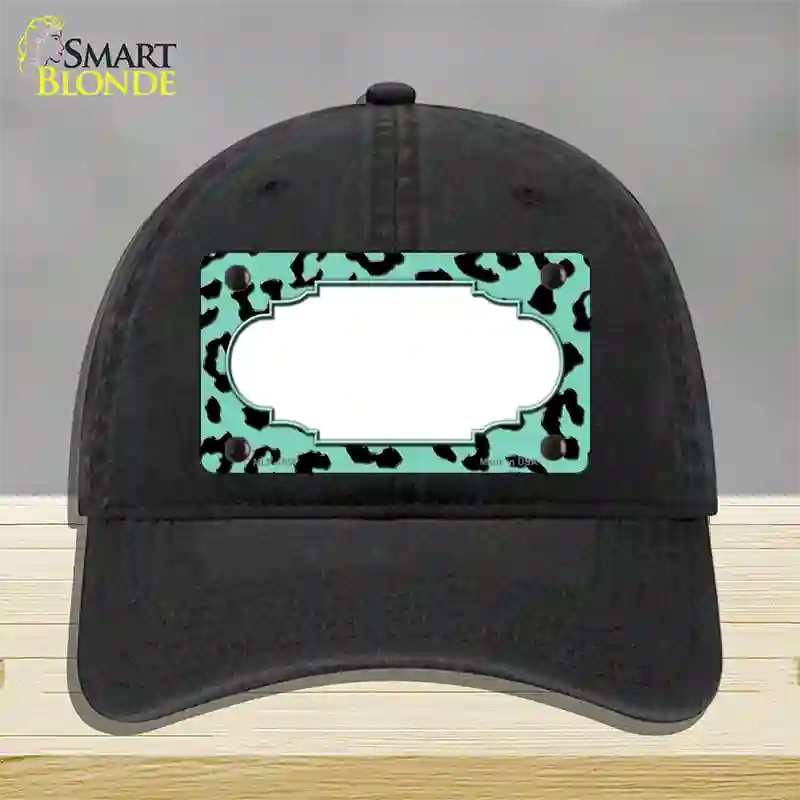 Mint Black Cheetah Scallop Novelty License Plate Hat Unconstructed Cotton / Black