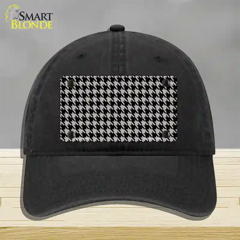 Grey Black Houndstooth Novelty License Plate Hat Unconstructed Cotton / Black