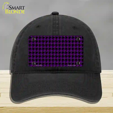 Purple Black Houndstooth Novelty License Plate Hat Unconstructed Cotton / Black