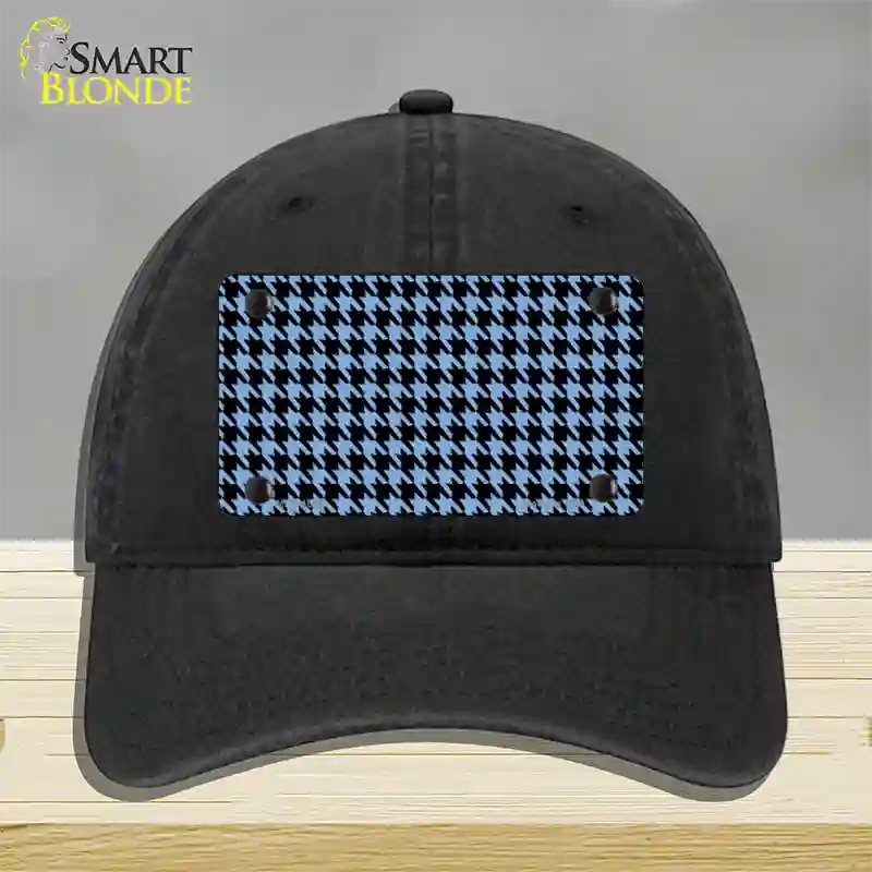 Light Blue Black Houndstooth Novelty License Plate Hat Unconstructed Cotton / Black