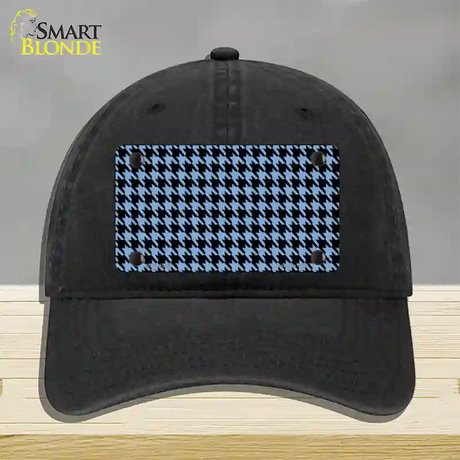 Light Blue Black Houndstooth Novelty License Plate Hat Unconstructed Cotton / Black