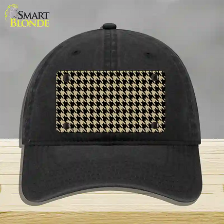 Gold Black Houndstooth Novelty License Plate Hat Unconstructed Cotton / Black