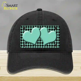 Mint Black Houndstooth Mint Center Hearts Novelty License Plate Hat Unconstructed Cotton / Black