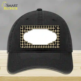 Gold Black Houndstooth Scallop Center Novelty License Plate Hat Unconstructed Cotton / Black