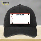 New York State Blank Novelty License Plate Hat Unconstructed Cotton / Black