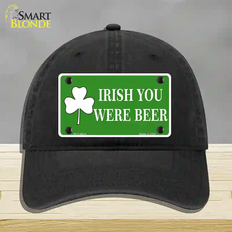 Irish You Were Beer Novelty License Plate Hat Unconstructed Cotton / Black