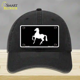 Horse Prancing Novelty License Plate Hat Unconstructed Cotton / Black