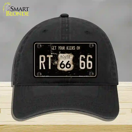 Route 66 Get Your Kicks Novelty License Plate Hat Unconstructed Cotton / Black