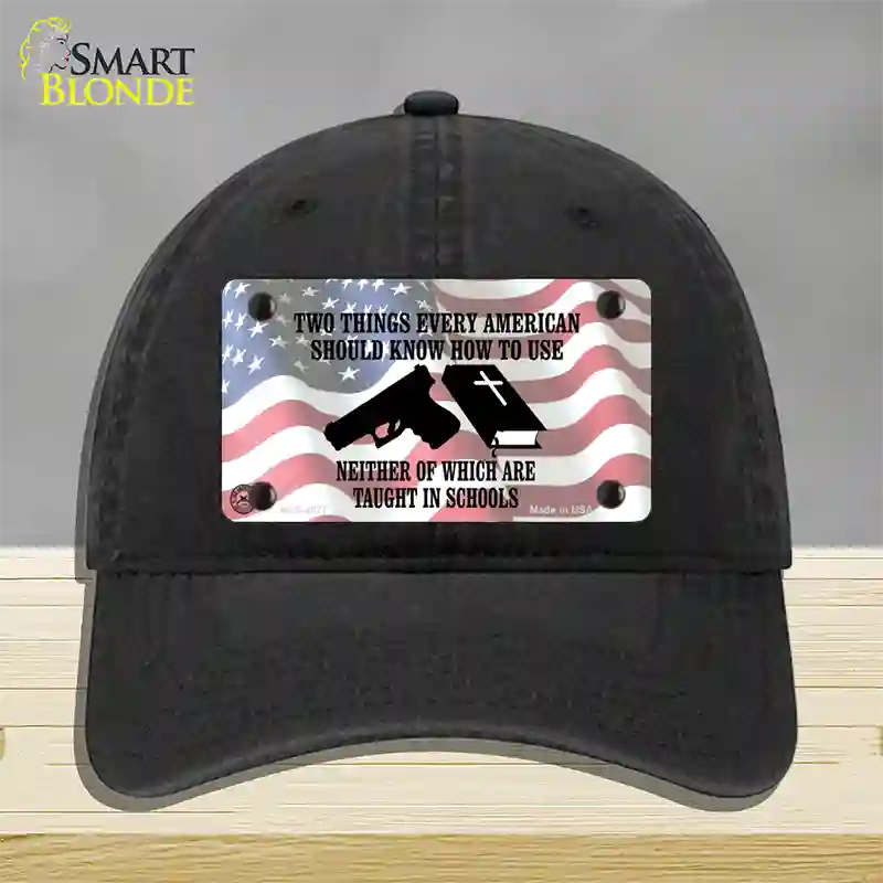 Every American Should Know Novelty License Plate Hat Unconstructed Cotton / Black