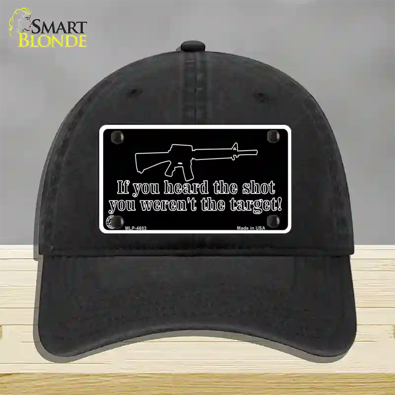 Heard The Shot Novelty License Plate Hat Unconstructed Cotton / Black