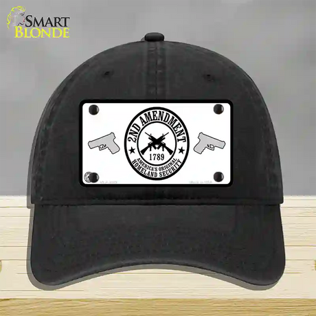 2nd Amendment Novelty License Plate Hat Unconstructed Cotton / Black