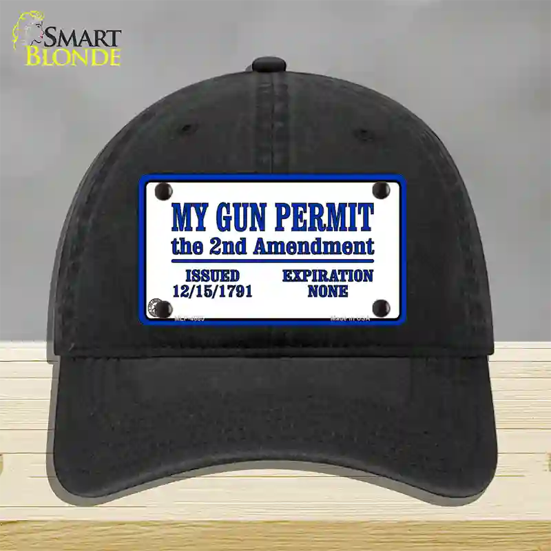 My Gun Permit Novelty License Plate Hat Unconstructed Cotton / Black