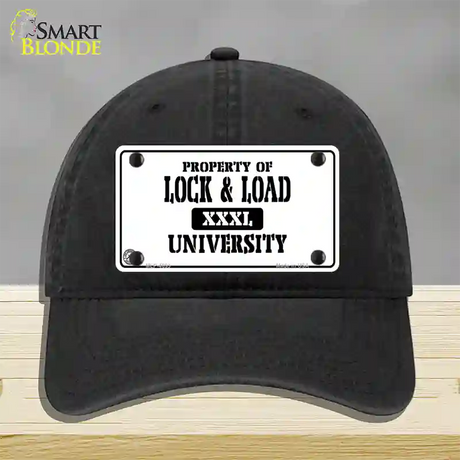 Lock And Load Novelty License Plate Hat Unconstructed Cotton / Black