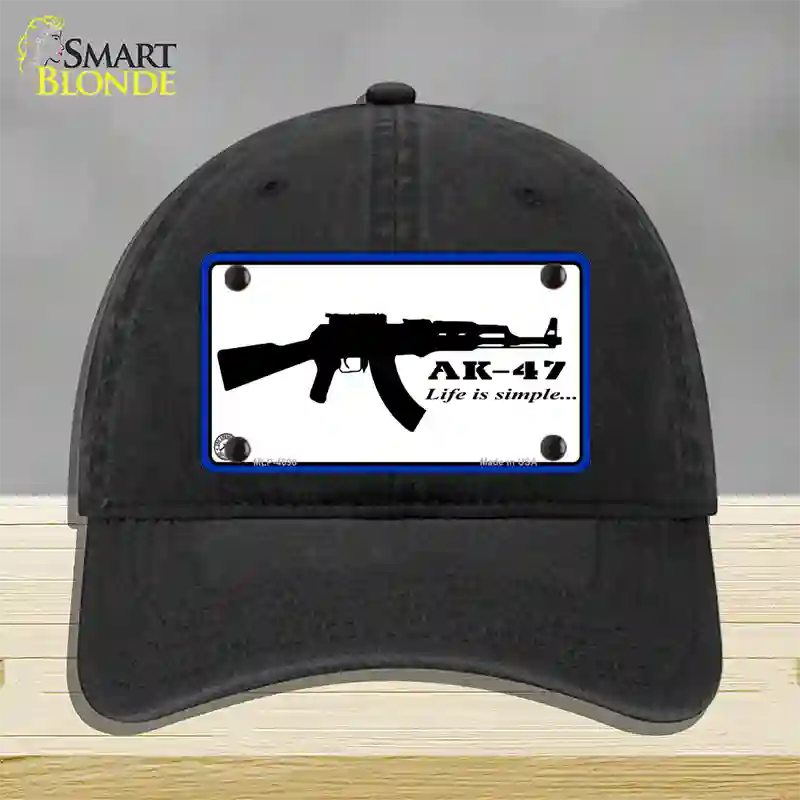 Life Is Simple Novelty License Plate Hat Unconstructed Cotton / Black