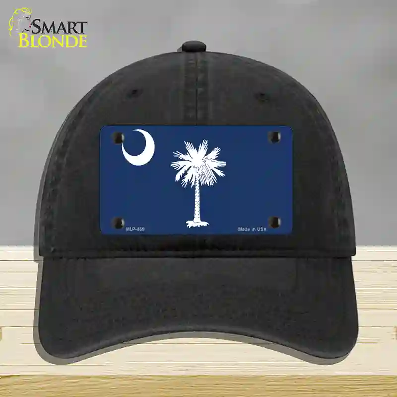 South Carolina State Flag Novelty License Plate Hat Unconstructed Cotton / Black