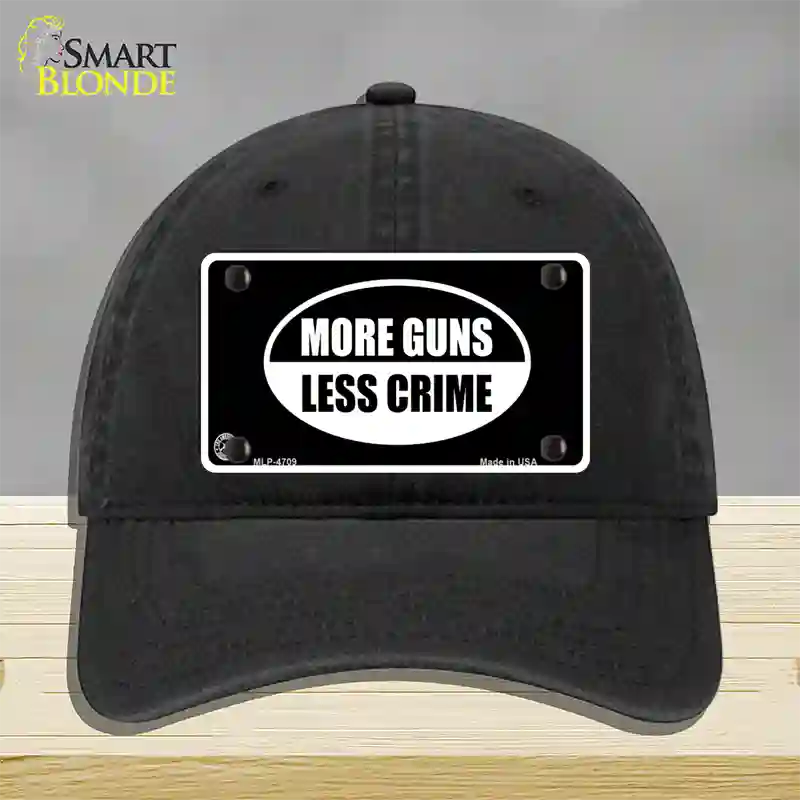 More Guns Less Crime Novelty License Plate Hat Unconstructed Cotton / Black