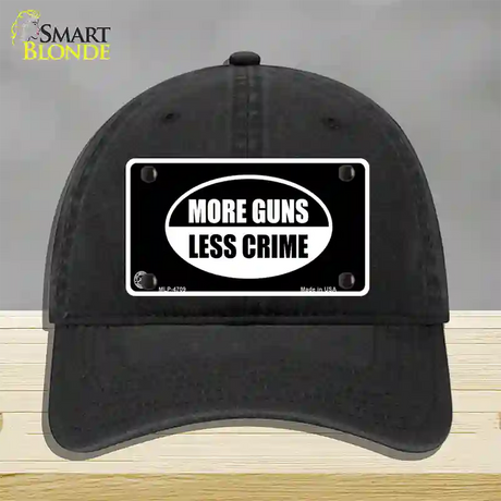 More Guns Less Crime Novelty License Plate Hat Unconstructed Cotton / Black