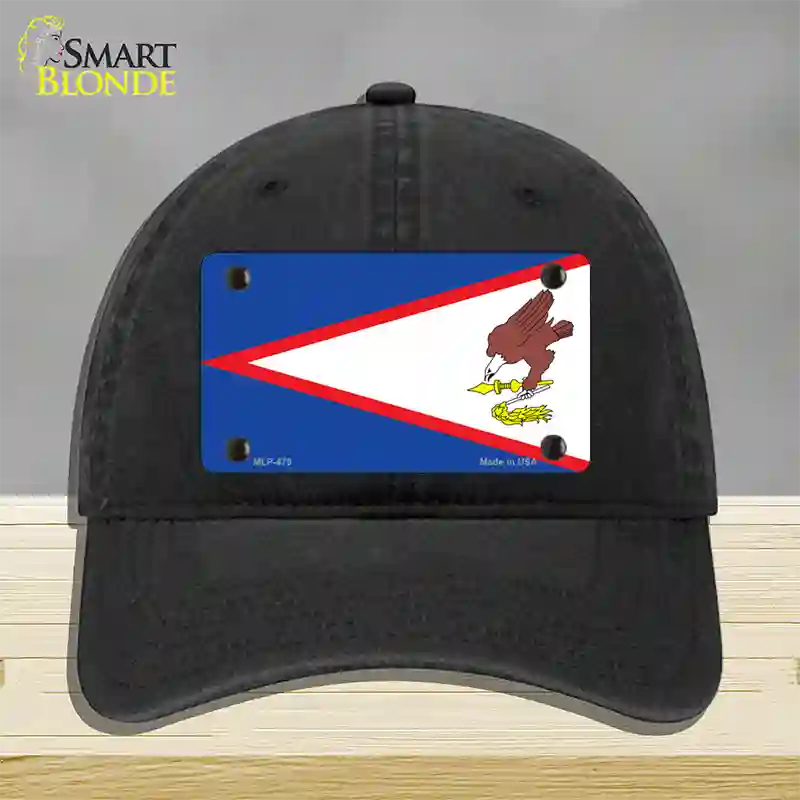 American Samoa Flag Novelty License Plate Hat Unconstructed Cotton / Black