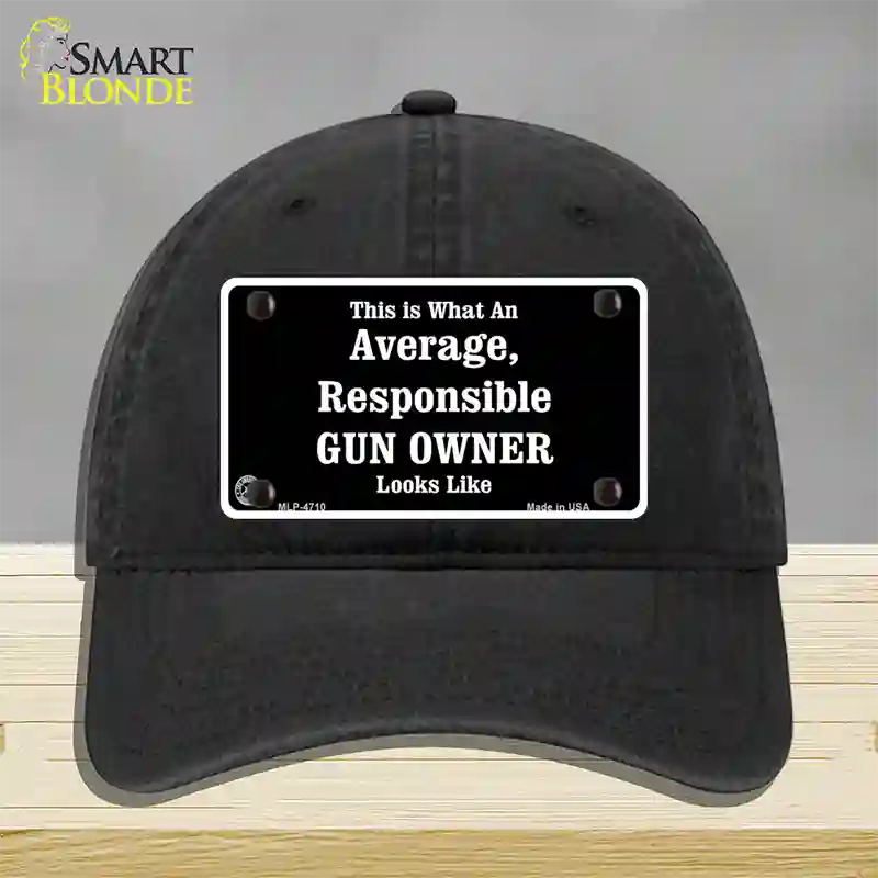 Average Gun Owner Novelty License Plate Hat Unconstructed Cotton / Black